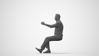 3D human model man casual driving, photogrammetry scanned person for archviz, square thumbnail