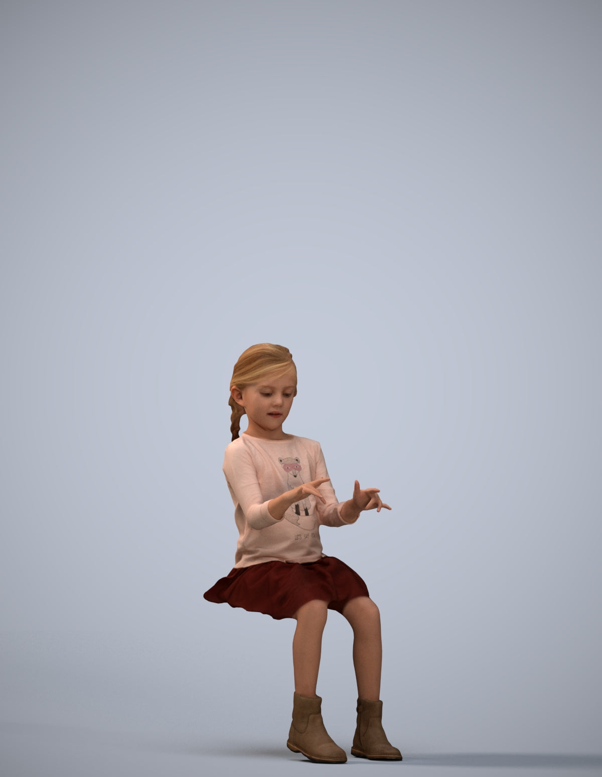 3D people model girl casual kids, scanned human for 3ds Max rendering