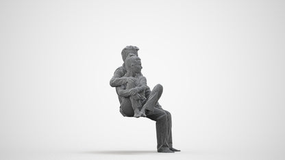 realistic 3D human woman bathroom, archviz people FBX OBJ for Blender, wireframe side view