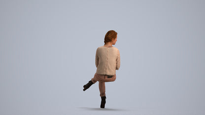 photogrammetry 3D girl business sitting, realistic human model archviz FBX, front view render