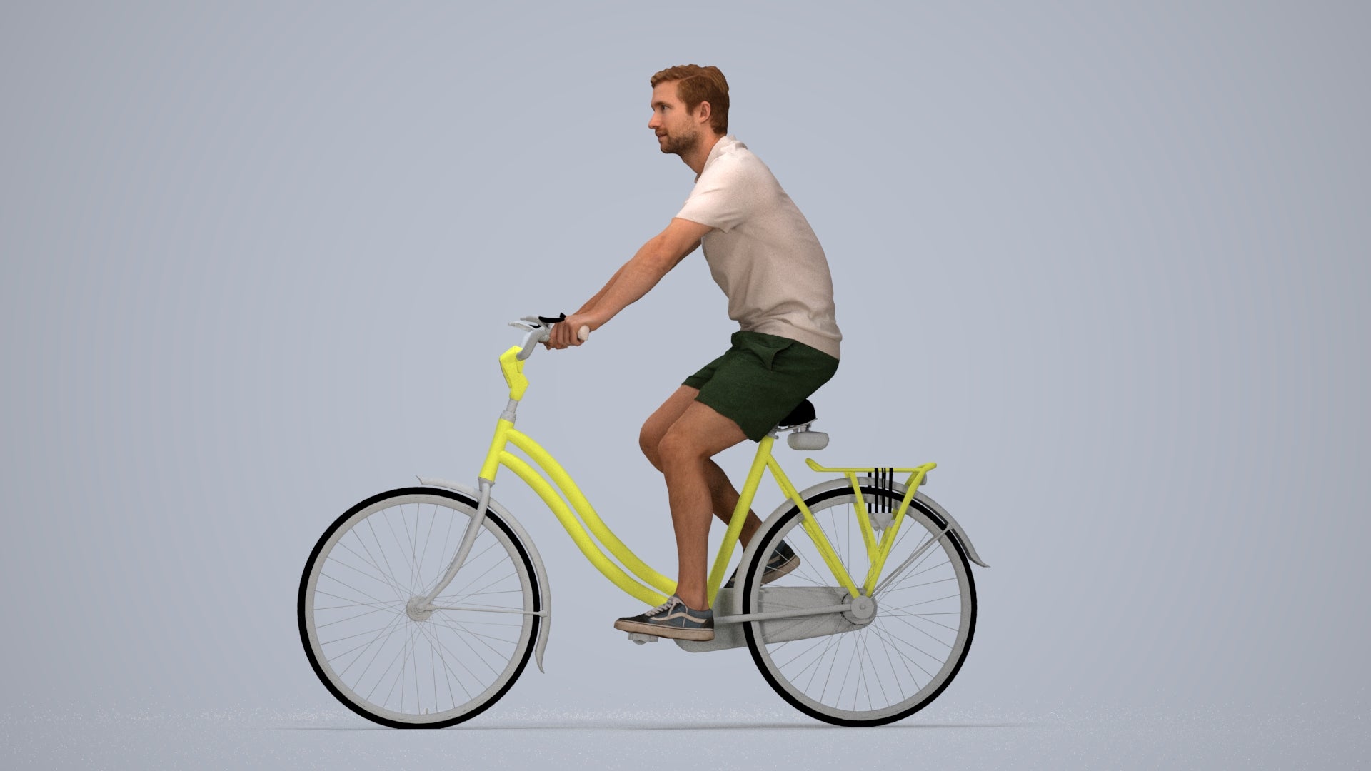3D human model man casual mix, photogrammetry scanned person for archviz, top-down view render