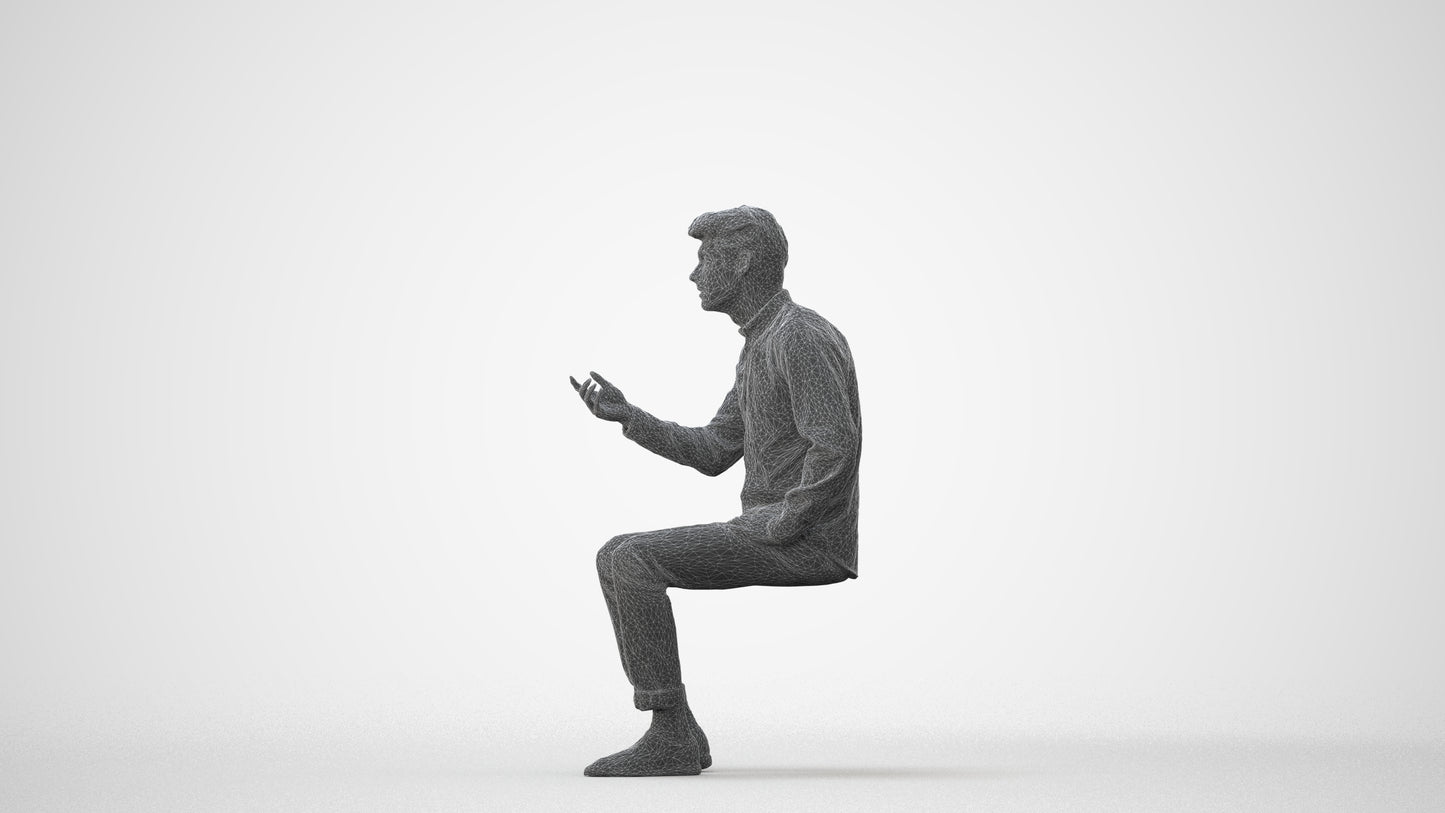 realistic 3D people man casual sitting, render-ready for V-Ray and Corona, FBX OBJ, square thumbnail