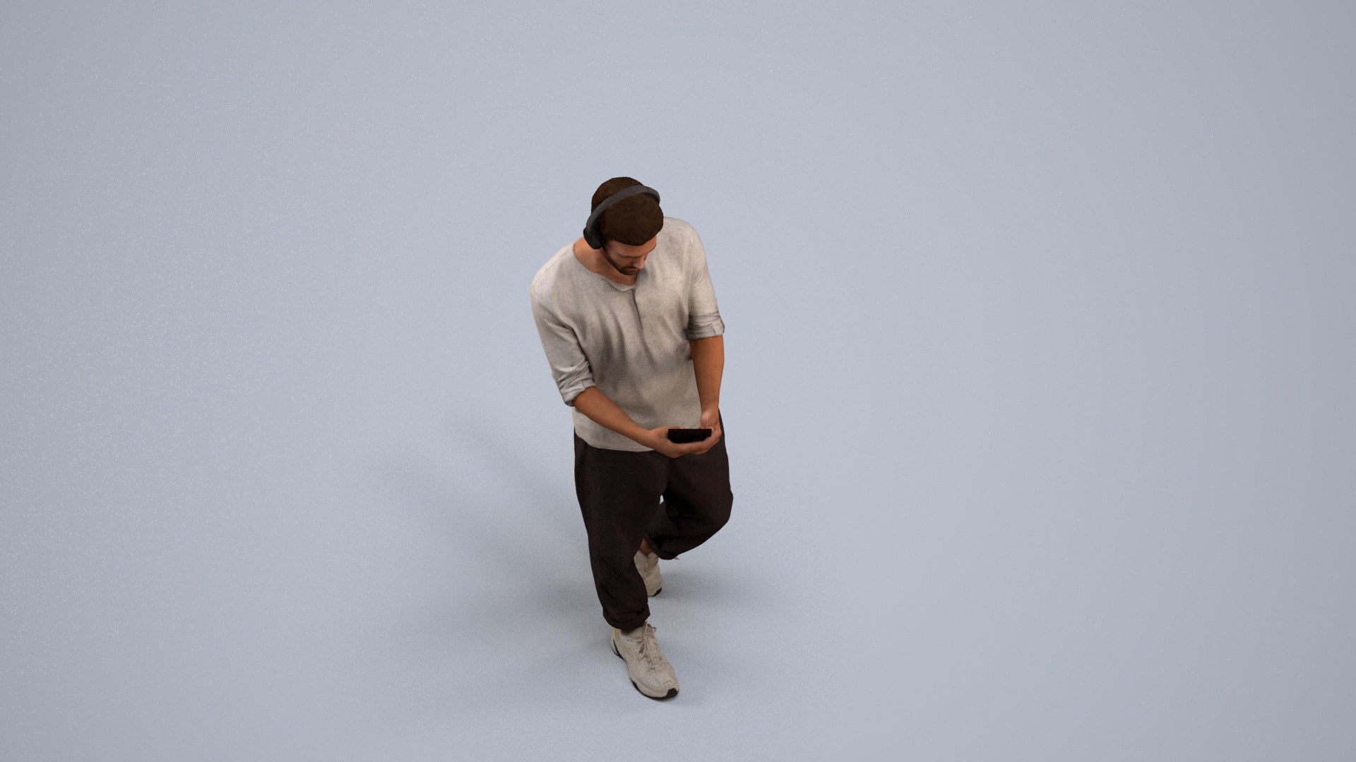 3D scanned man standing casual, photorealistic archviz people for Enscape and SketchUp, back view render