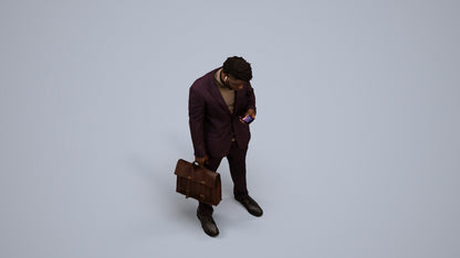 photogrammetry 3D man business standing, realistic human model archviz FBX, back view render