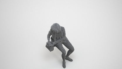 3D people model woman business sitting, scanned human for 3ds Max rendering, wireframe three-quarter view