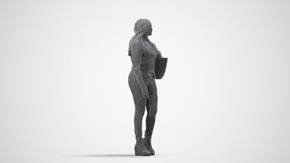 3D people model woman casual walking, scanned human for 3ds Max rendering, wireframe side view