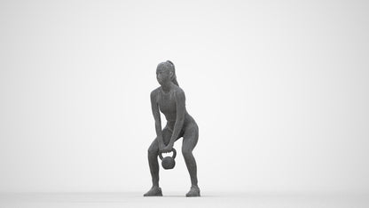 realistic 3D human woman sport, archviz people FBX OBJ for Blender, wireframe back view