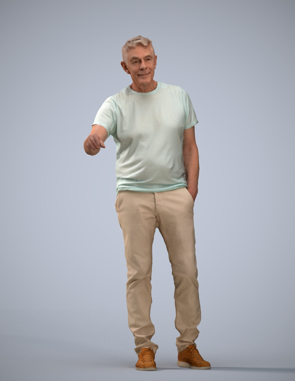 realistic 3D human senior man casual door, archviz people FBX OBJ for Blender