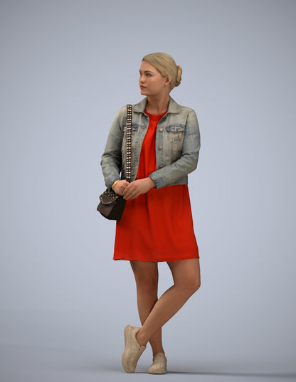 realistic 3D human woman casual standing, archviz people FBX OBJ for Blender