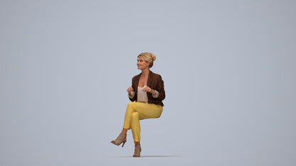 scanned 3D woman business sitting, photogrammetry people for Enscape and V-Ray, top-down view render