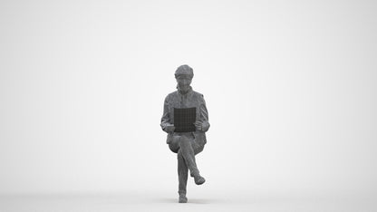realistic 3D human senior woman casual sitting, archviz people FBX OBJ for Blender, three-quarter front view render