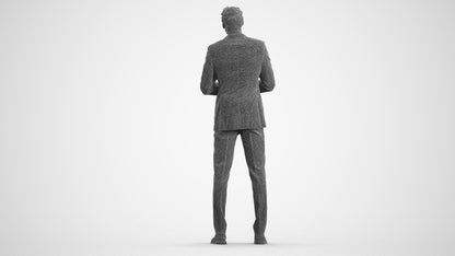 realistic 3D human man business, archviz people FBX OBJ for Blender, wireframe front view