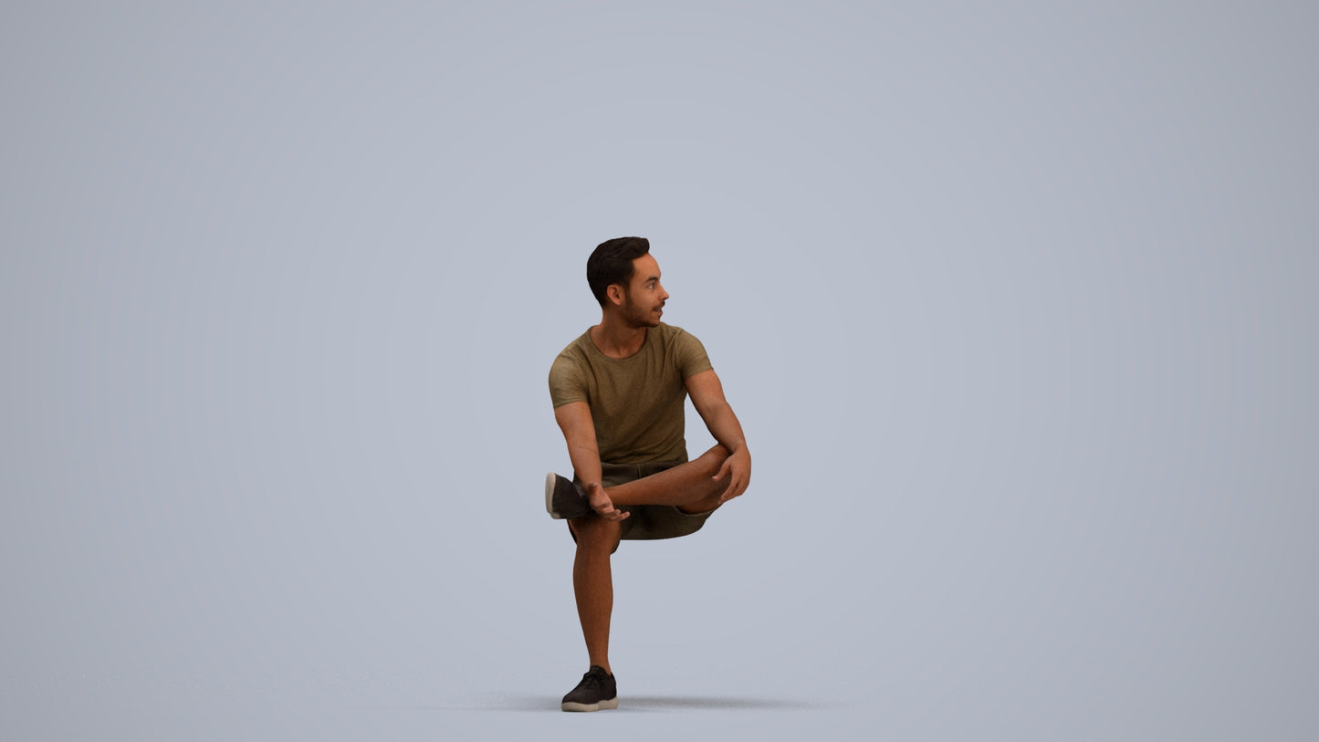 3D people model man casual sitting, scanned human for 3ds Max rendering, standing pose render