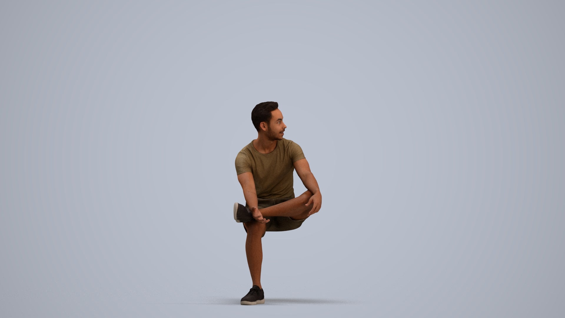 3D people model man casual sitting, scanned human for 3ds Max rendering, standing pose render