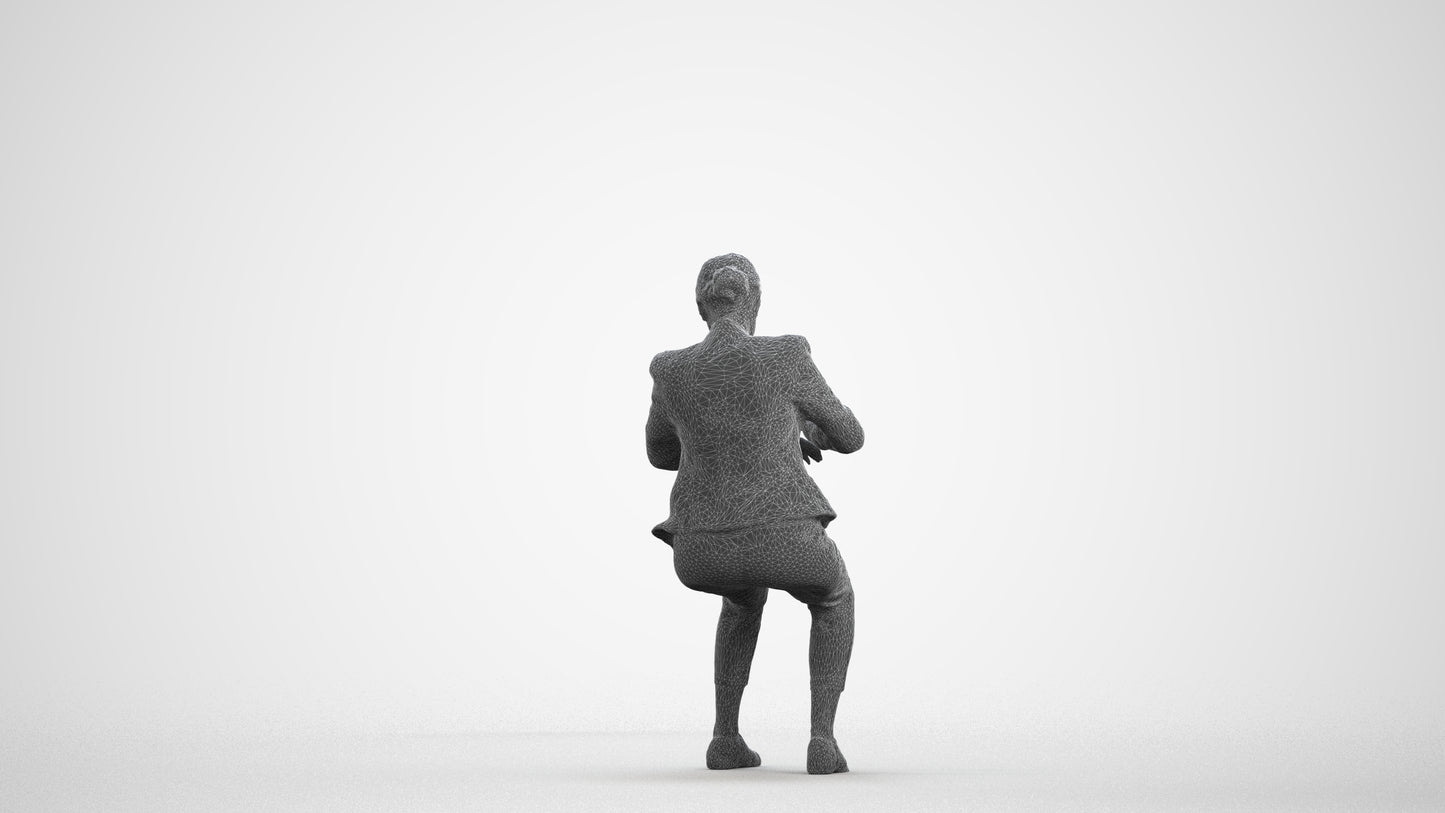 realistic 3D people woman business, render-ready for V-Ray and Corona, FBX OBJ, wireframe front view