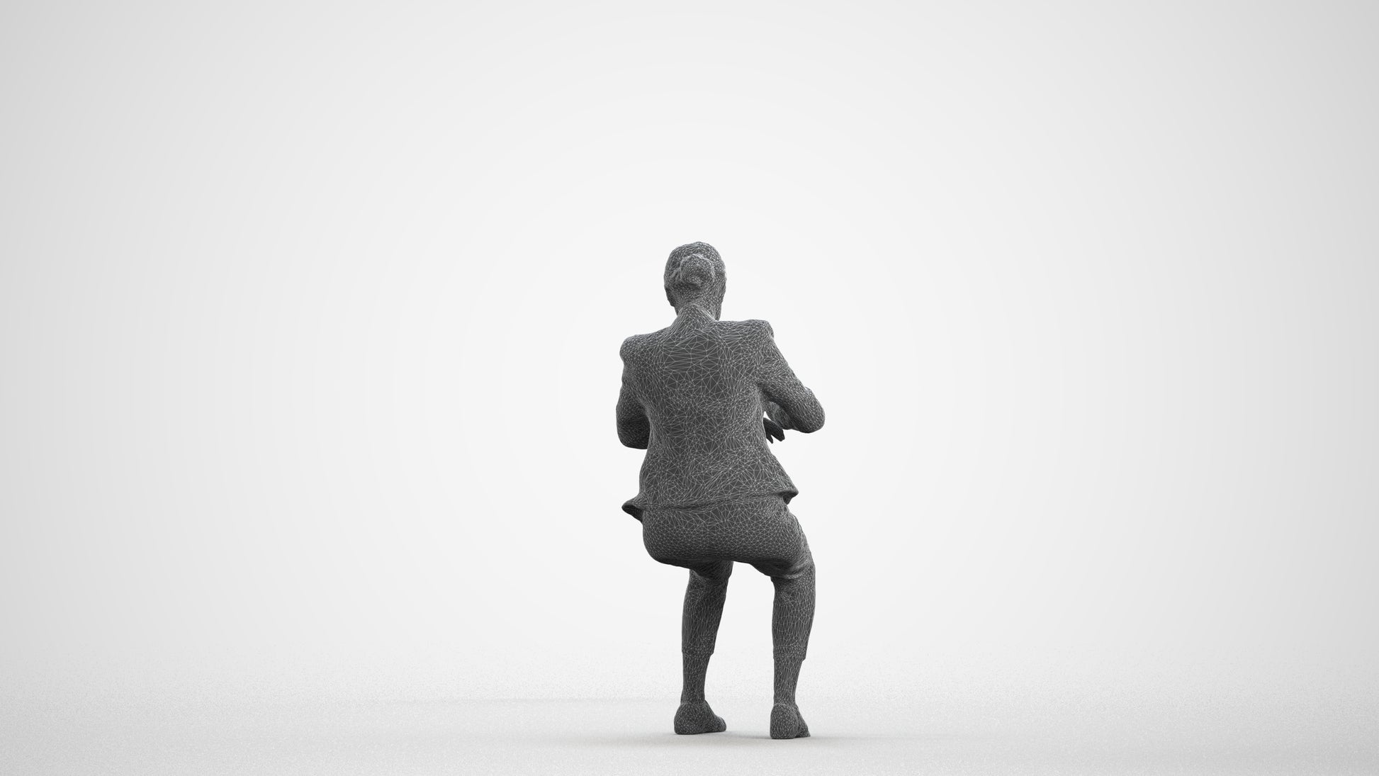 realistic 3D people woman business, render-ready for V-Ray and Corona, FBX OBJ, wireframe front view