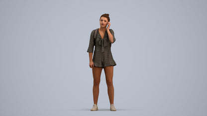 3D scanned girl kids casual, photorealistic archviz people for Enscape and SketchUp, standing pose render