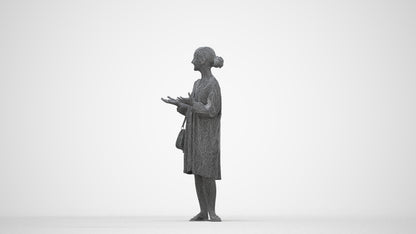 realistic 3D human girl casual kids, archviz people FBX OBJ for Blender, wireframe back view