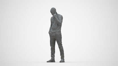 realistic 3D people man casual standing, render-ready for V-Ray and Corona, FBX OBJ, wireframe back view