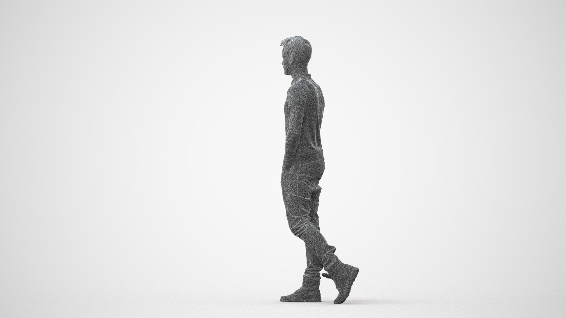 3D people model man casual walking, scanned human for 3ds Max rendering, square thumbnail