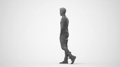 3D people model man casual walking, scanned human for 3ds Max rendering, square thumbnail