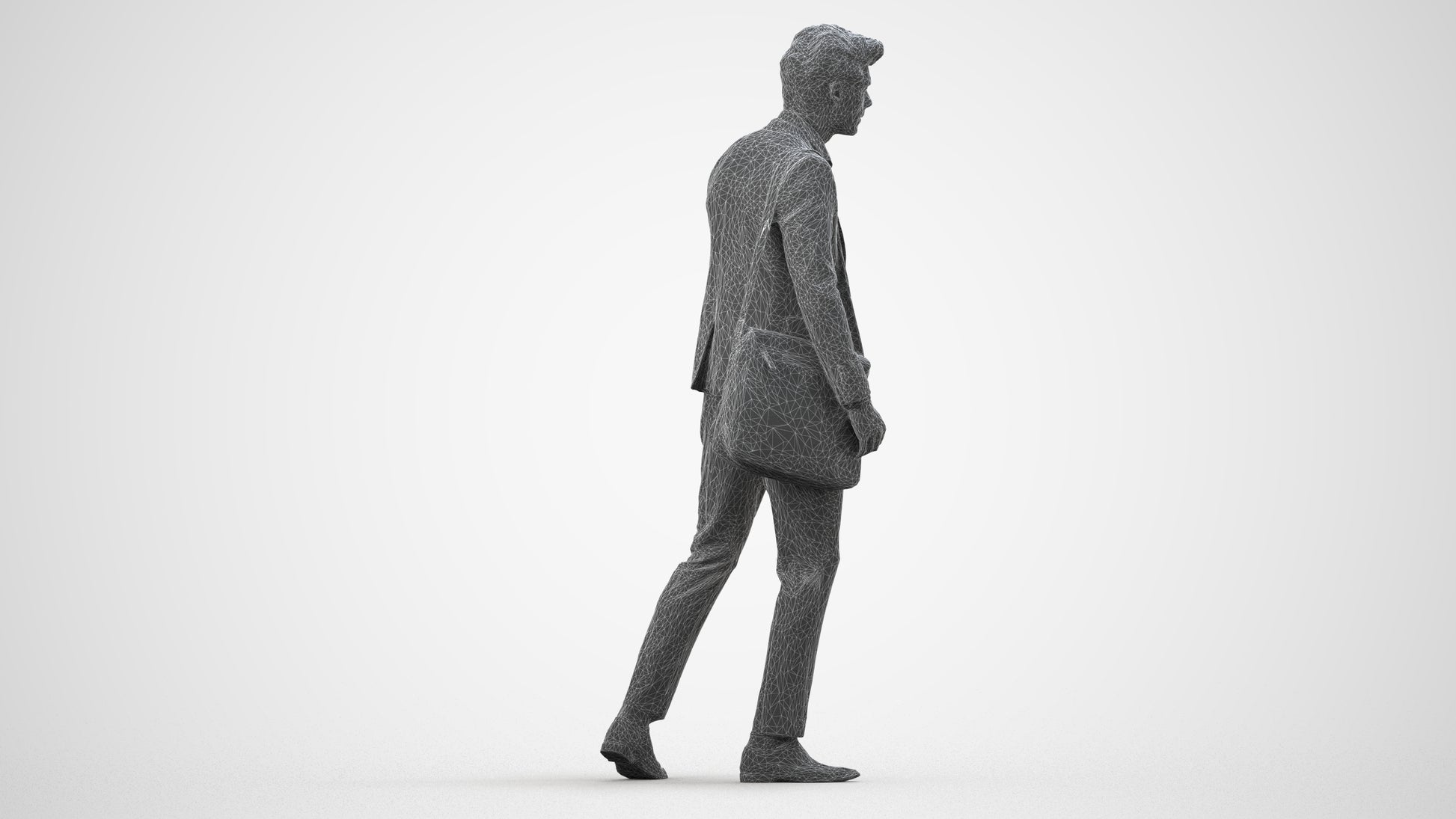 scanned 3D man business, photogrammetry people for Enscape and V-Ray, wireframe side view