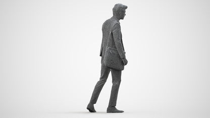 scanned 3D man business, photogrammetry people for Enscape and V-Ray, wireframe side view
