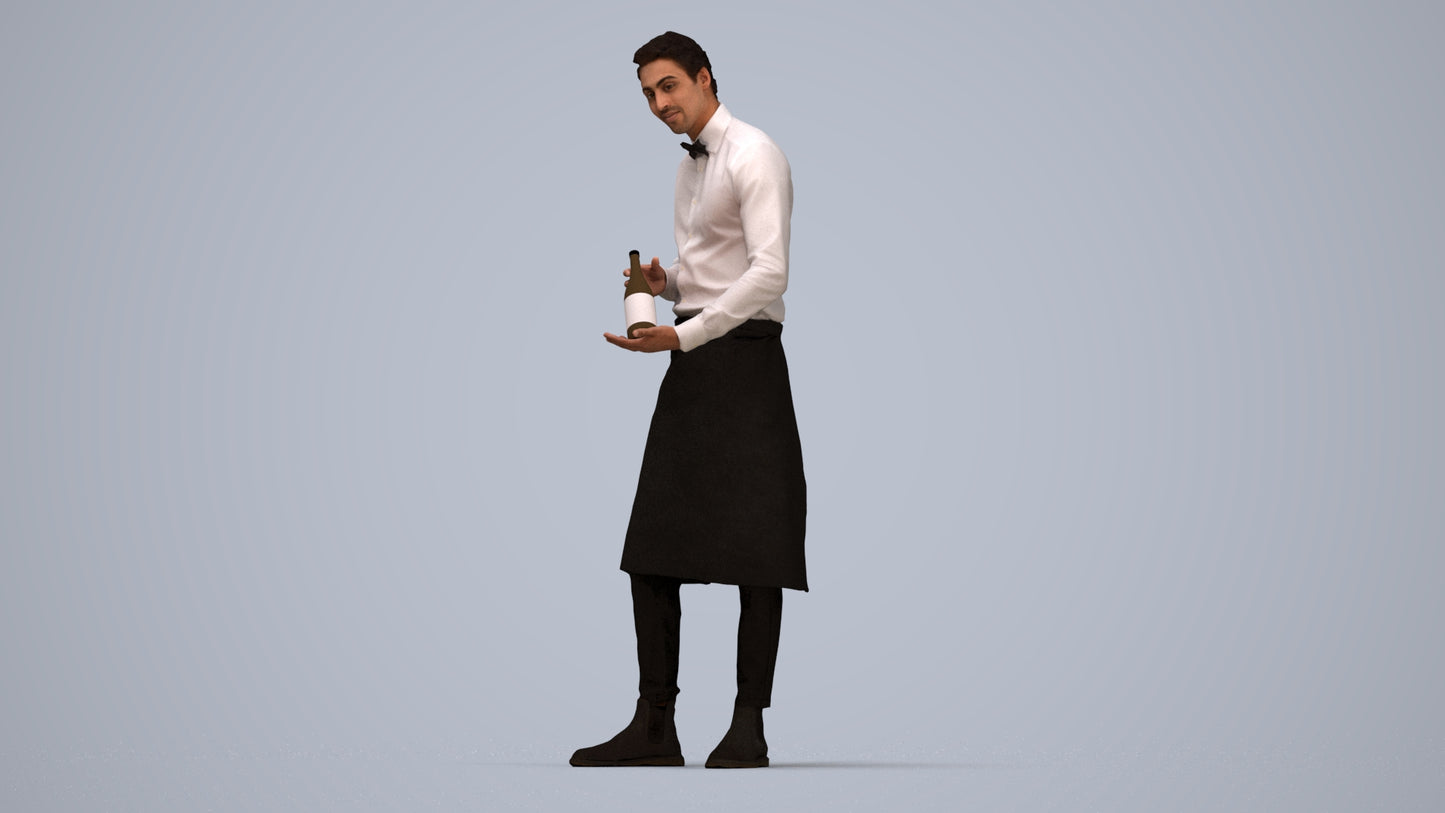 3D scanned man hospitality, photorealistic archviz people for Enscape and SketchUp, top-down view render