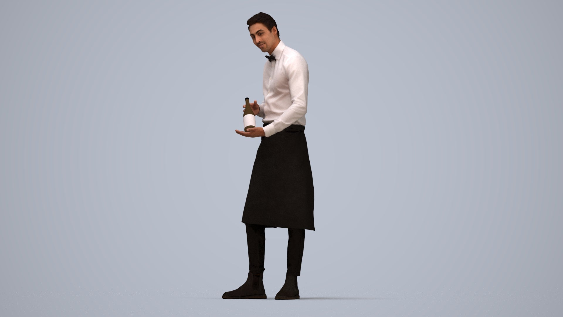 3D scanned man hospitality, photorealistic archviz people for Enscape and SketchUp, top-down view render