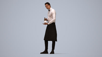 3D scanned man hospitality, photorealistic archviz people for Enscape and SketchUp, top-down view render