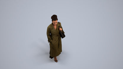 photogrammetry 3D woman casual walking, realistic human model archviz FBX, back view render