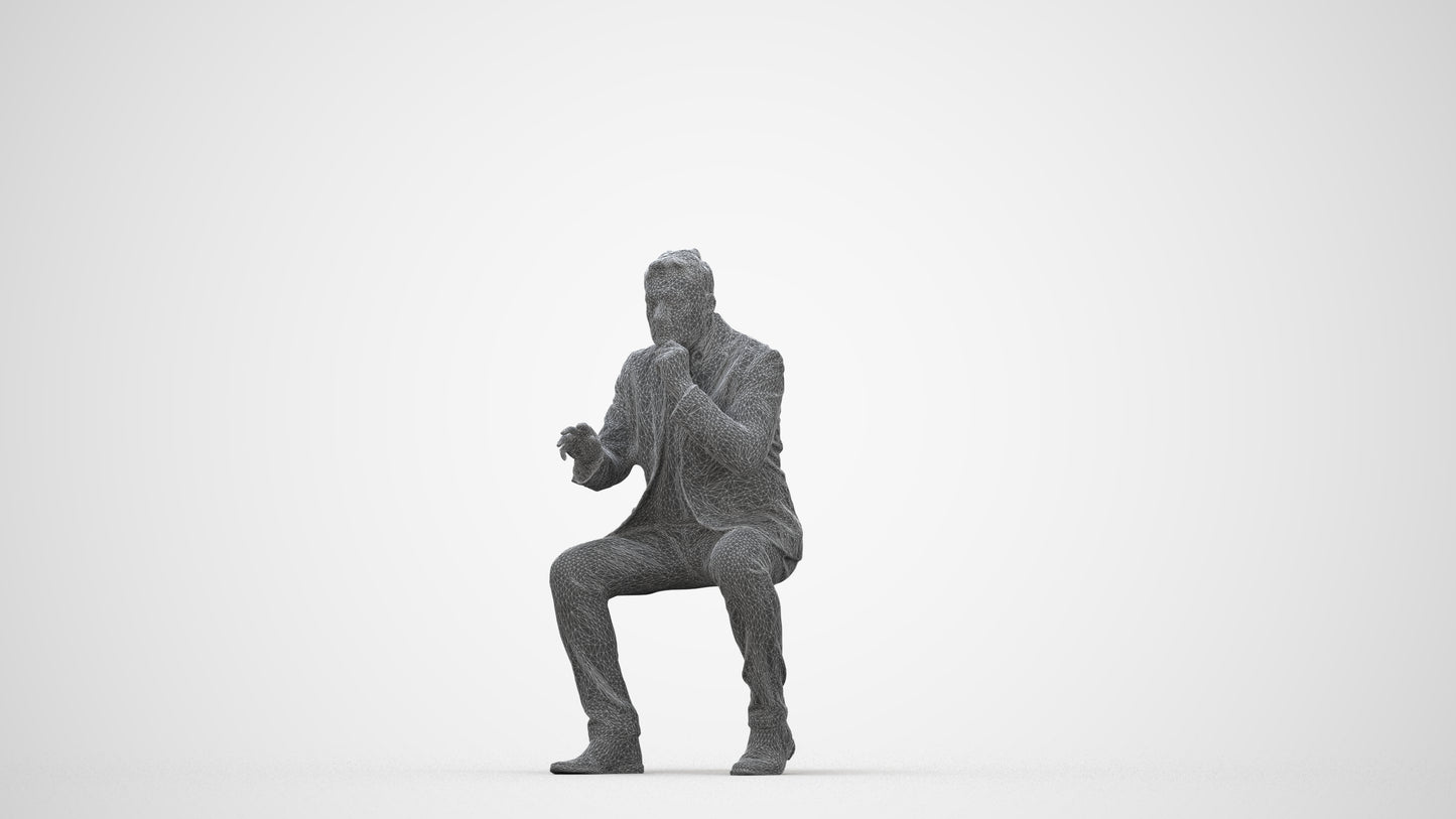3D people model man business, scanned human for 3ds Max rendering, wireframe back view