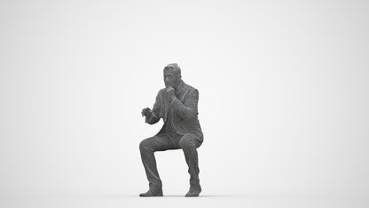 3D people model man business, scanned human for 3ds Max rendering, wireframe back view