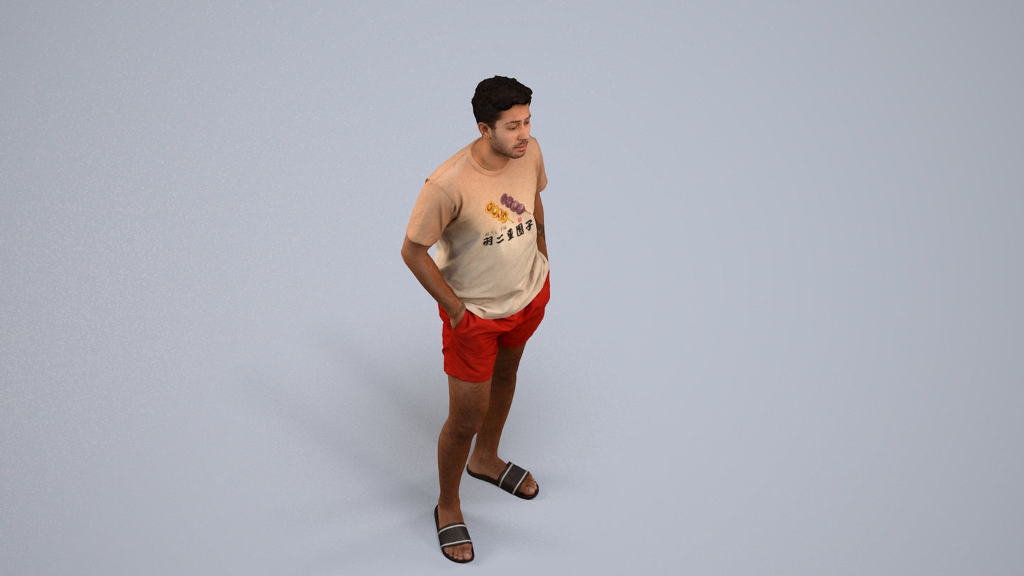 realistic 3D people man casual standing, render-ready for V-Ray and Corona, FBX OBJ, back view render