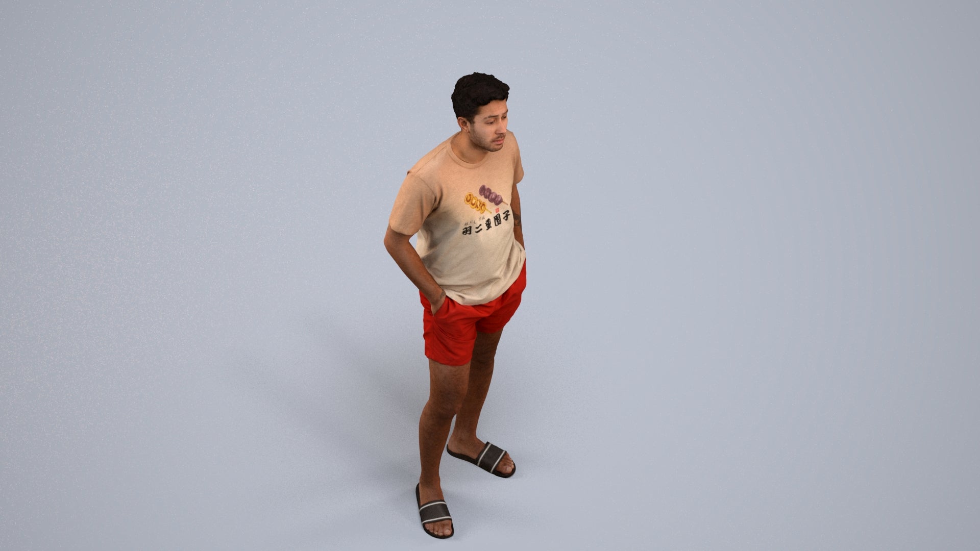 realistic 3D people man casual standing, render-ready for V-Ray and Corona, FBX OBJ, back view render