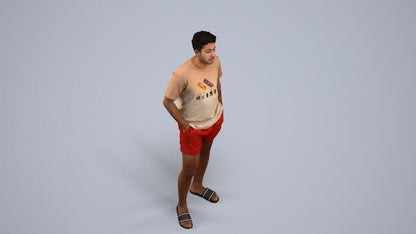 realistic 3D people man casual standing, render-ready for V-Ray and Corona, FBX OBJ, back view render