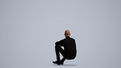 3D scanned man sitting casual, photorealistic archviz people for Enscape and SketchUp, front view render