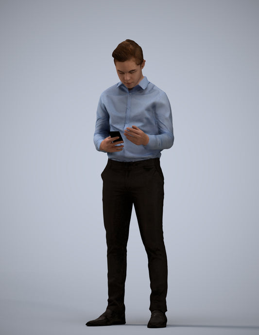 3D human model boy business kids, photogrammetry scanned person for archviz