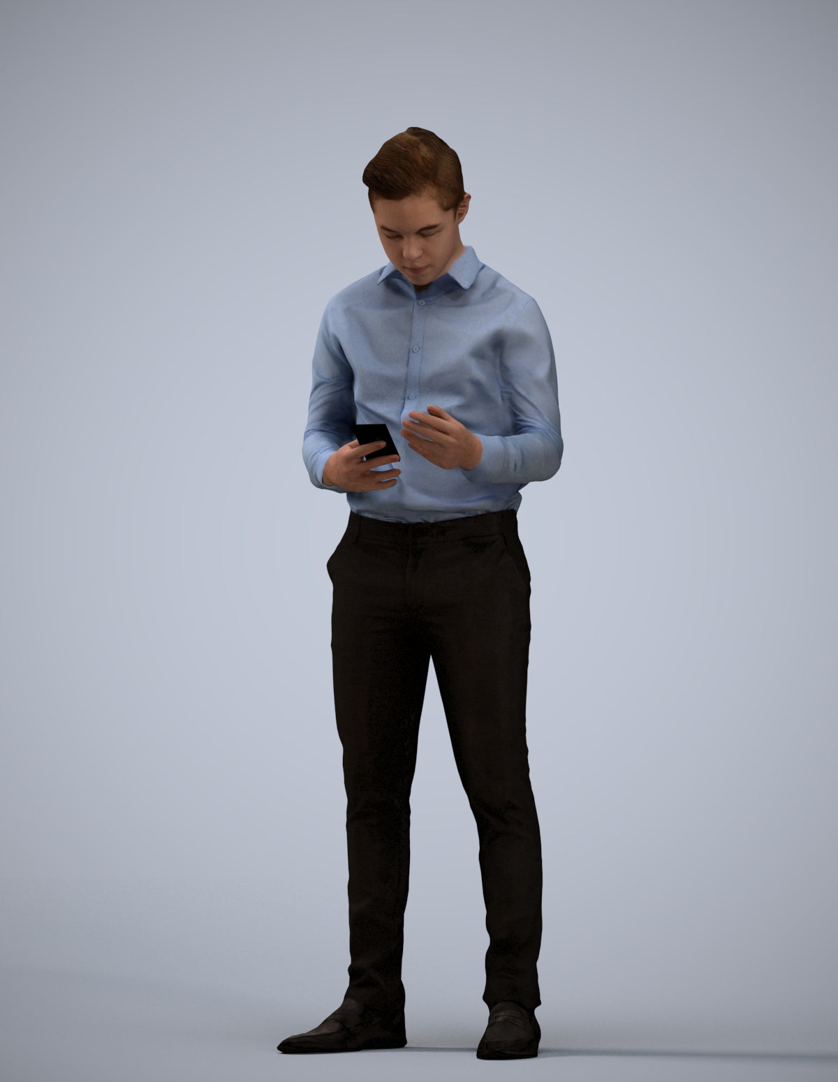 3D human model boy business kids, photogrammetry scanned person for archviz