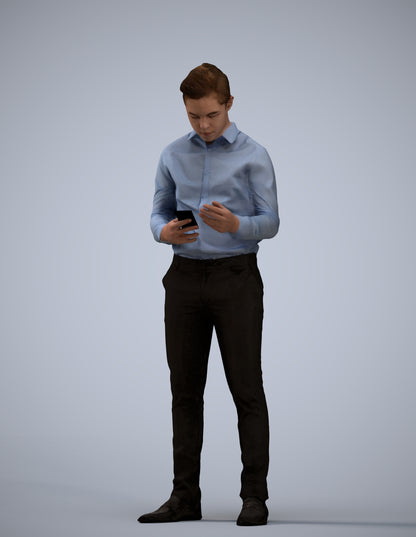 3D human model boy business kids, photogrammetry scanned person for archviz