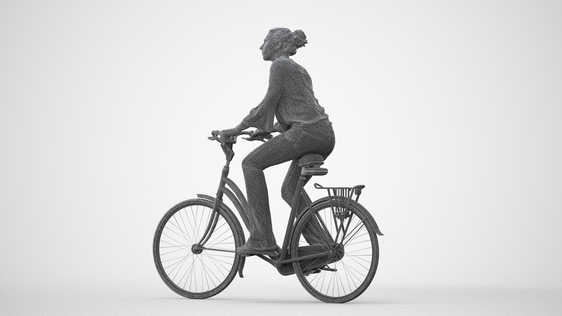 realistic 3D human woman casual cycling, archviz people FBX OBJ for Blender, square thumbnail