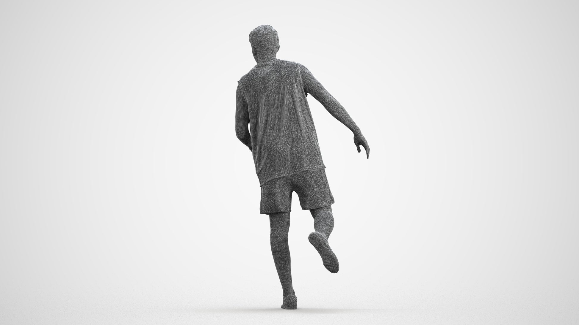 realistic 3D people man sport, render-ready for V-Ray and Corona, FBX OBJ, wireframe front view