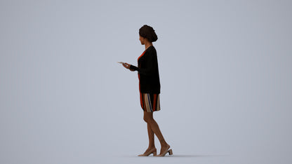 realistic 3D people woman business standing, render-ready for V-Ray and Corona, FBX OBJ, three-quarter view render