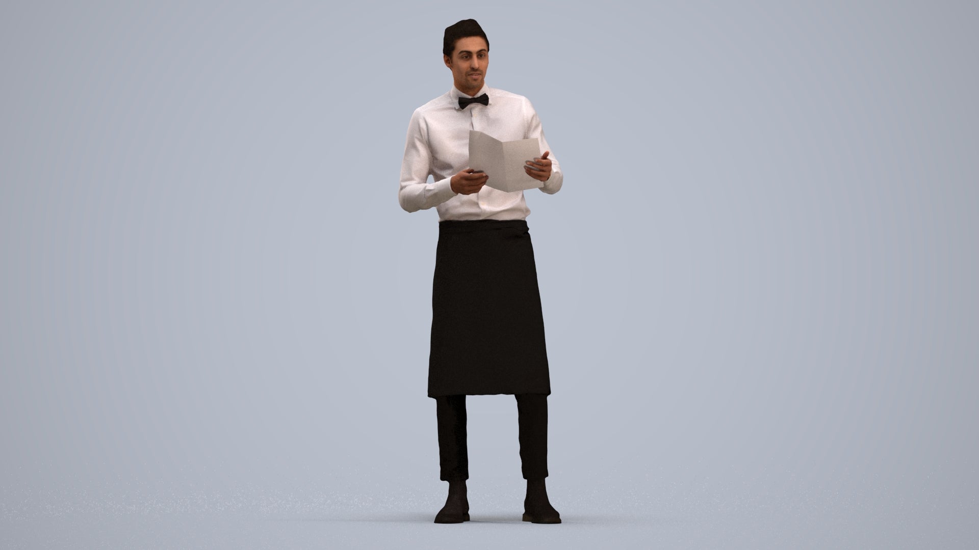 realistic 3D human man hospitality, archviz people FBX OBJ for Blender, standing pose render
