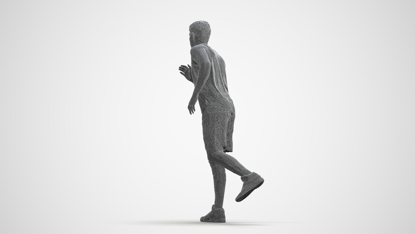 3D people model man sport, scanned human for 3ds Max rendering, wireframe front view