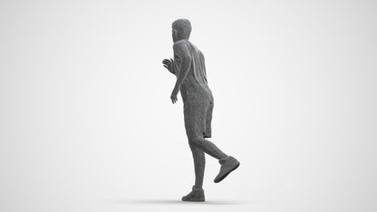 3D people model man sport, scanned human for 3ds Max rendering, wireframe front view