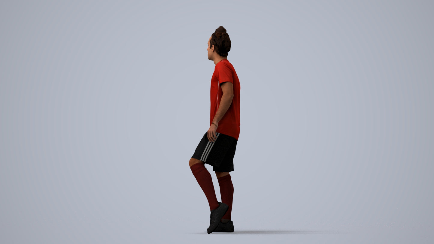 realistic 3D human man sport, archviz people FBX OBJ for Blender, three-quarter view render