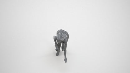 3D human model woman sport, photogrammetry scanned person for archviz, wireframe three-quarter view