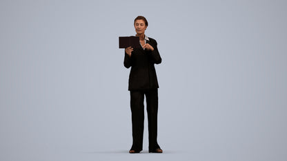 3D scanned senior woman business, photorealistic archviz people for Enscape and SketchUp, standing pose render