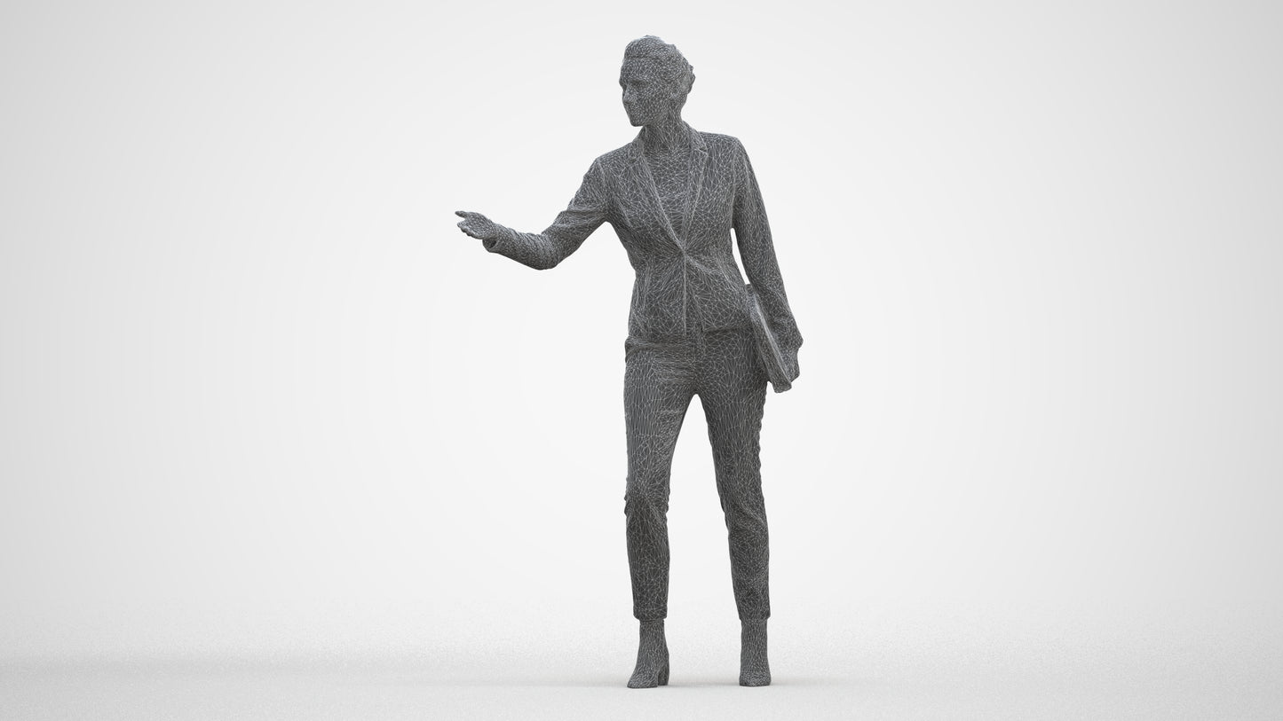 realistic 3D people woman business, render-ready for V-Ray and Corona, FBX OBJ, three-quarter front view render